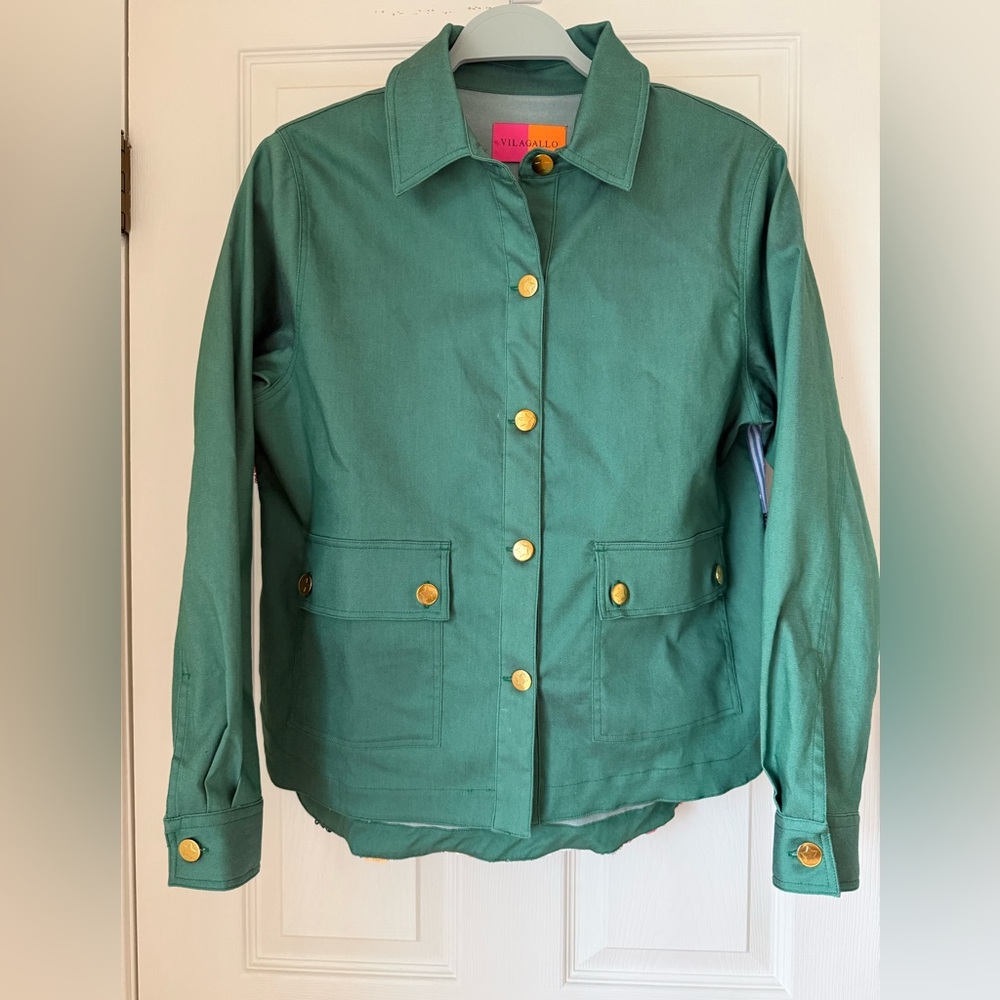 Vilagallo Embroidered Sequin Jacket Women’s 40 Green Floral Back Statement Spain - Picture 7 of 15